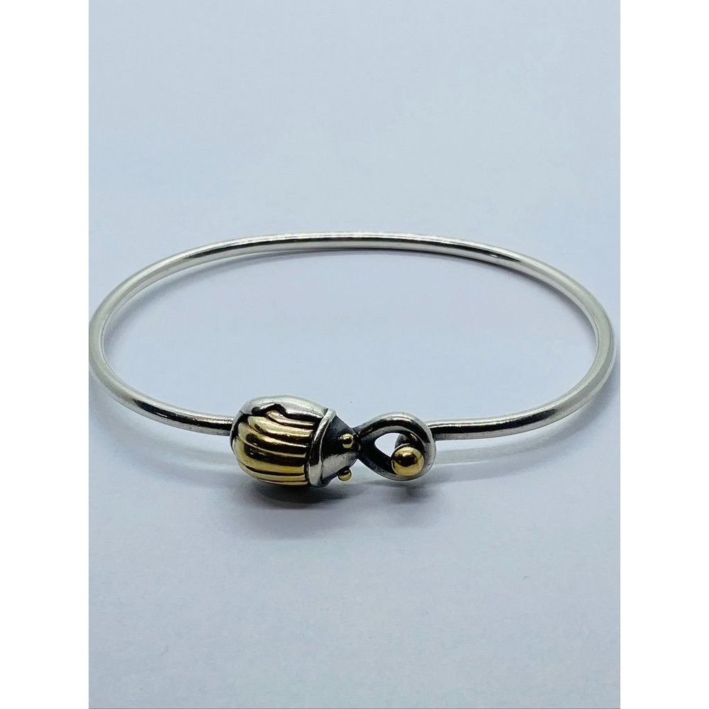 Tiffany & Co. Sterling Silver 18K Yellow Gold Scarab Hook & Eye Bracelet